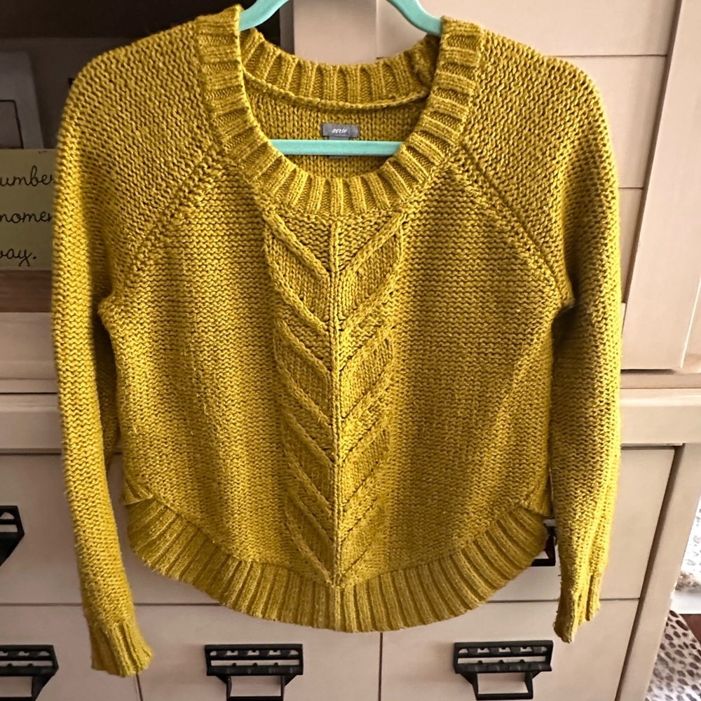 Aerie Mustard Crew Neck Sweater